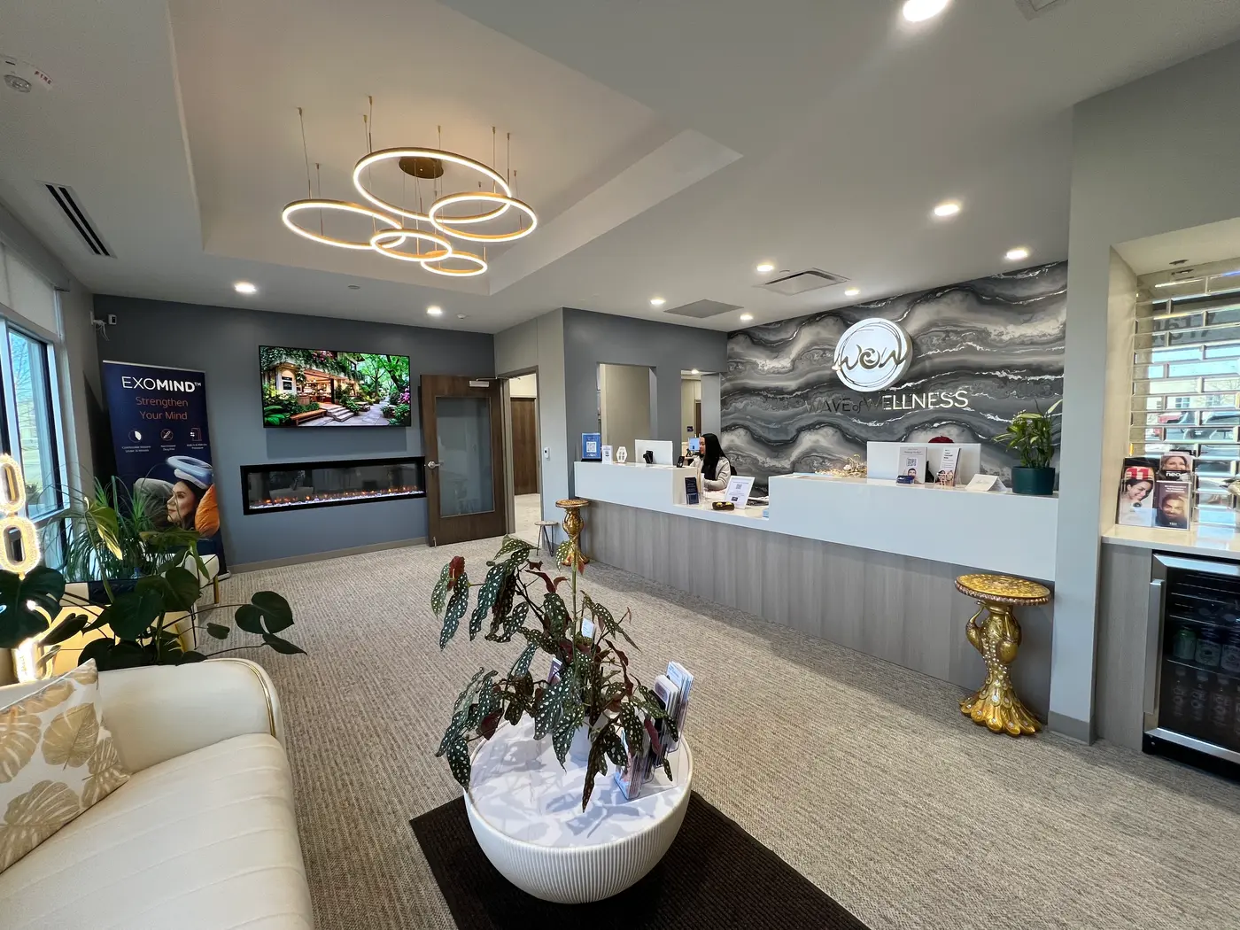WOW Aesthetics & Wellness reception and lobby in Davenport, Iowa