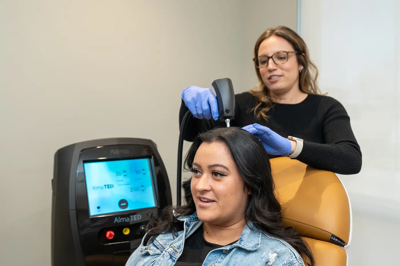 Alma TED hair restoration treatment in progress