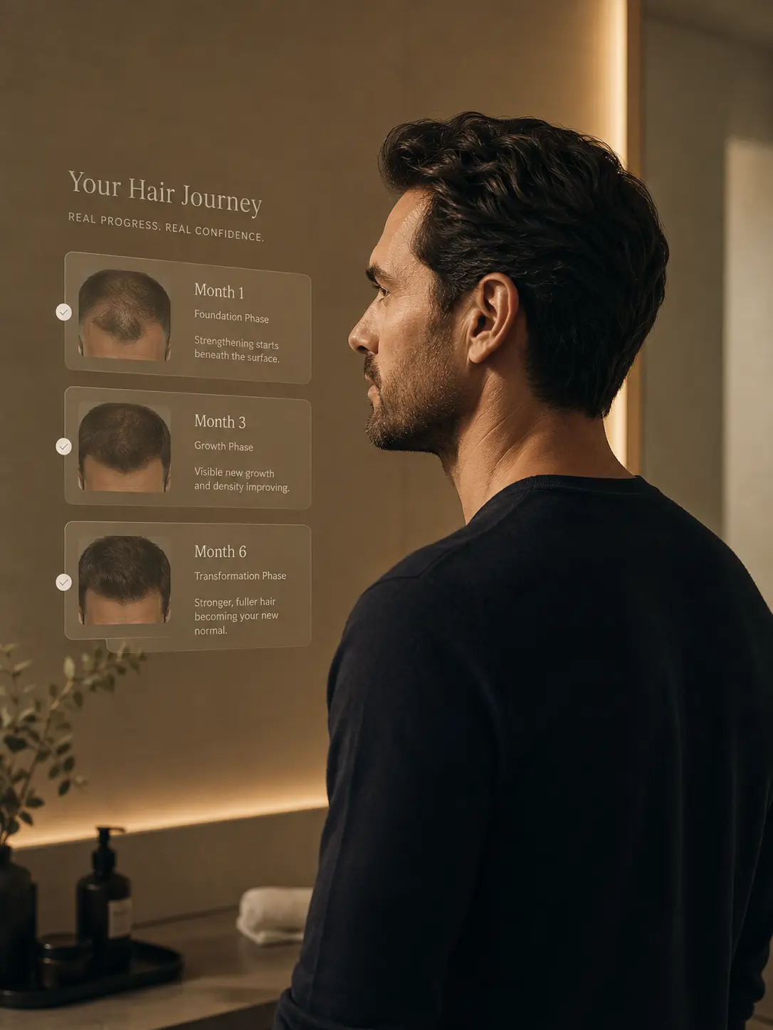 A personalized hair journey plan shown over time