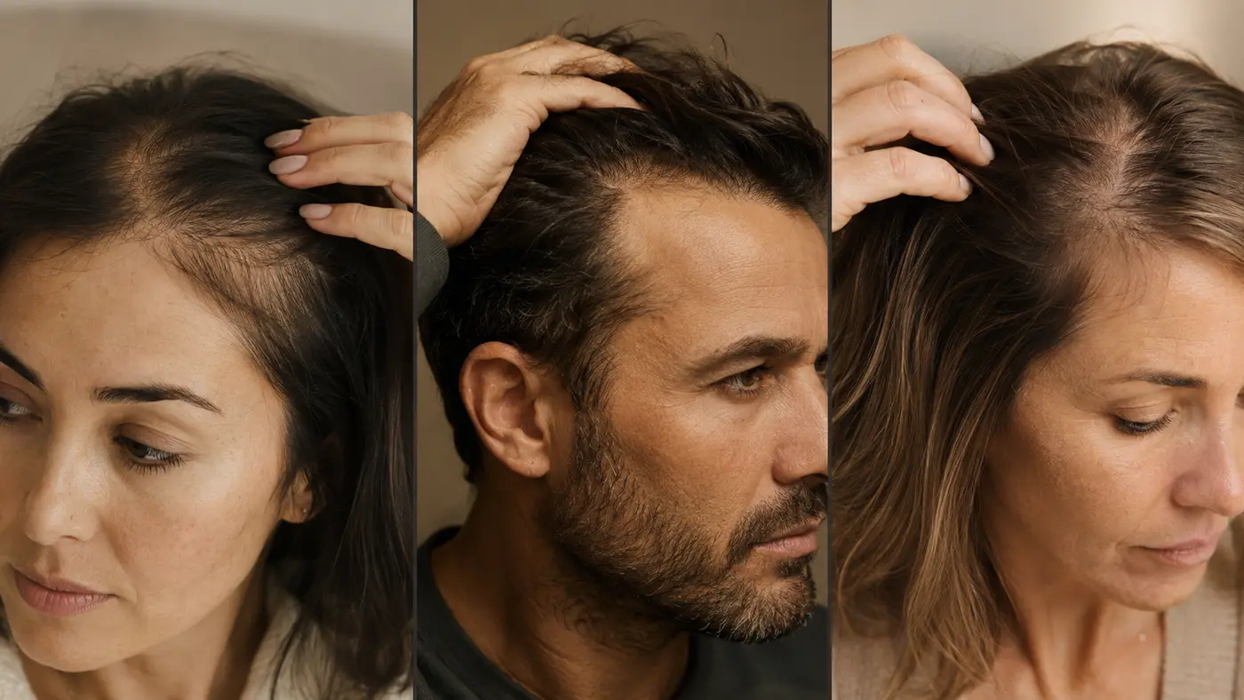Women and men experiencing hair thinning